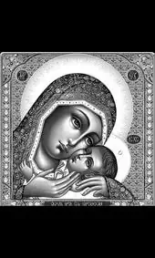 Икона на памятник Богоматерь с Младенцем в цветочной кайме