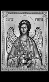 Икона на памятник Ангел Хранитель с крестом и мечом