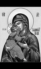 Икона на памятник Владимирская Богоматерь с подписью сбоку