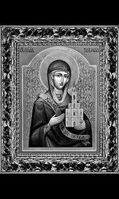 Икона на памятник праведная Тавифа с церковью