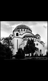 Гравировка на памятник с большим светлым храмом